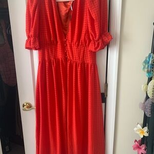 Lulu's Bright Red Button-Front Maxi Dress